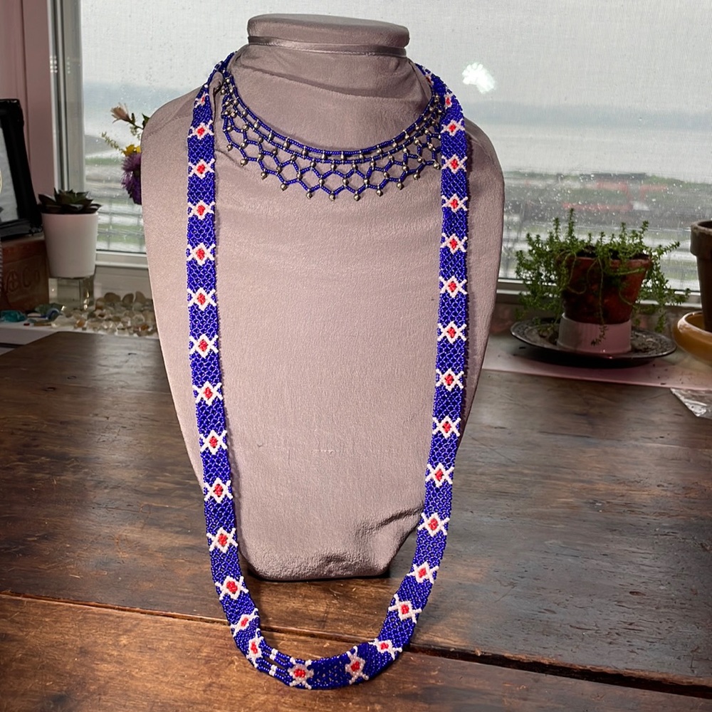 GLASS Beaded Longline Statement & Choker Necklaces, Geometric, Colorful, Bright